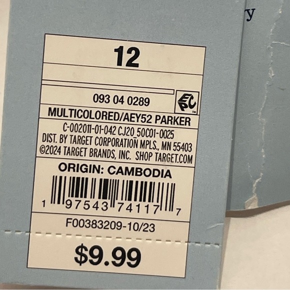 Cat & Jack Girls Canvas Checkered Color Block Shoes Velcro Size 11 & 12 - Picture 6 of 9